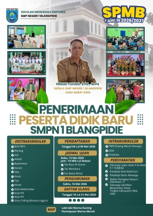 SPMB Tahun Ajaran 2026/2027 SMP Negeri 1 Blangpidie